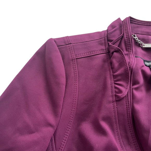 White House Black Market 4 Plum Purple, Ruffle Zipper Perfect Form Blazer Jacket - Picture 6 of 16